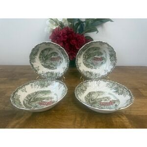 Vintage Johnson Brothers Friendly Village Old Mill Cereal Bowls England Set‎